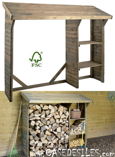 Abri bûches fermé en bois 0100072