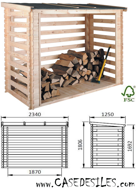 Vente-Unique - Abri bûches métal en acier galvanisé effet bois 3,27 m3 - 4  stères - L242 x P89 x H190 cm - WINWOOD - Abris de jardin en métal - Rue du  Commerce