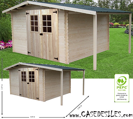 Abri de jardin bois bûcher 9mc madriers 28mm 3330