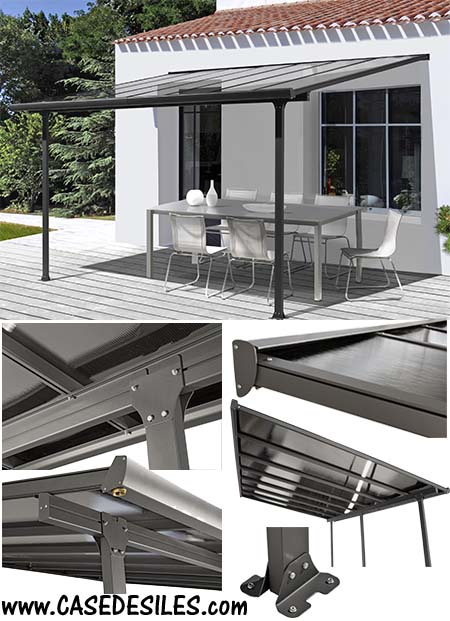 Auvent aluminium toit terrasse 2.95x3.05m TT3030AL