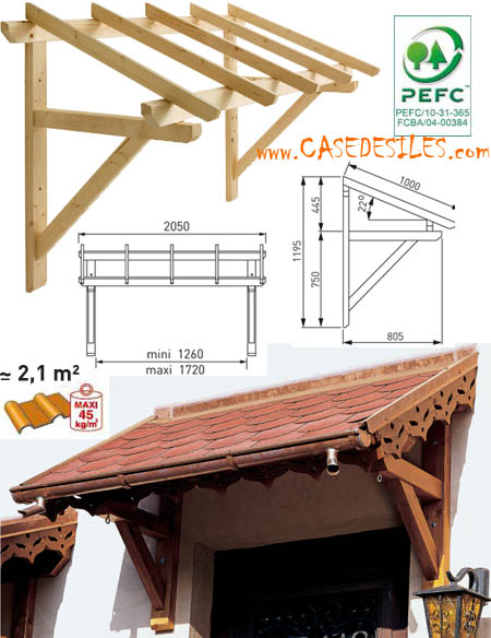 Auvent bois porte et fenêtre 1 pan MAR1508