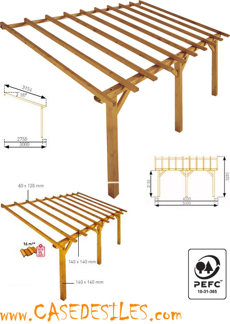 Auvent De Terrasse Bois Adossant 16mc Prado