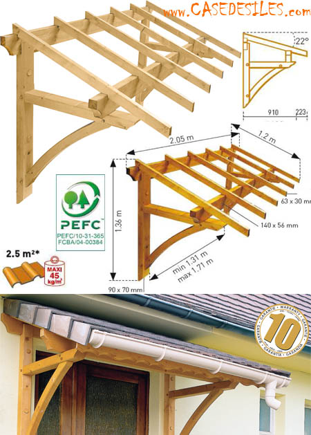 Auvent en Bois pour porte et fenêtre