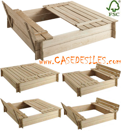 Bac à sable bois avec bancs intégrés modulable 386