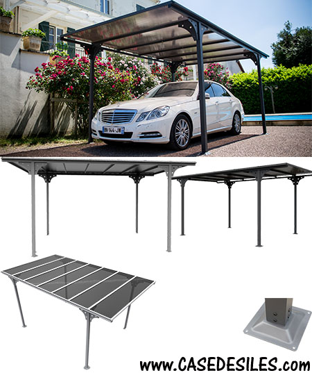 Carport aluminium toit plat 3x5m CAR3050ALTP