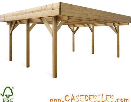 Carport bois pour 2 voitures 30.85mc 0700432 Carport bois pour 2 voitures 30.85mc 0700432