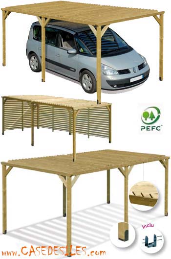 Carport bois abri voiture 17.34mc 0700111 Carport bois abri voiture 17.34mc 0700111