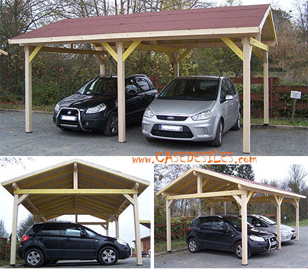 Carport bois double avec toiture 22.85mc KA4563BM