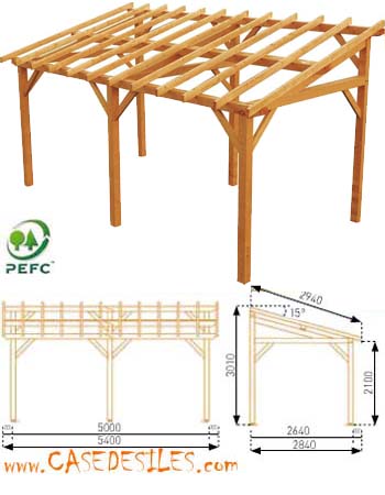 Structure carport bois 15.33mc a dosser 0700081
