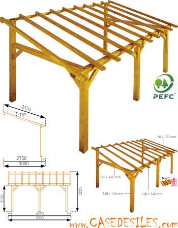 Structure de carport en bois 15mc Sherwood