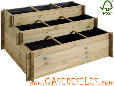 Carré de potager bois 3 niveaux 9 carrés 434