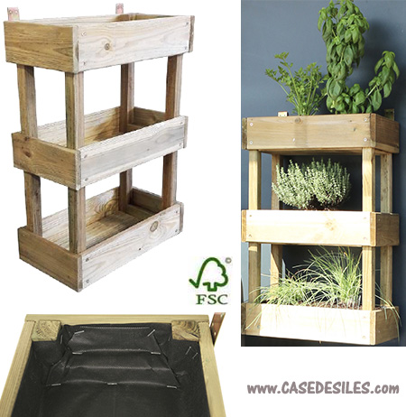 Potager Végétable - Bac Potager en Bois Massif - 60x30x34cm - Jardinière  Extérieur pour Jardin Terrasse