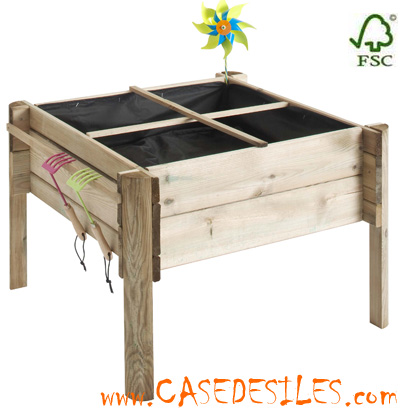 Carré de potager bois enfant 4 carrés 66L 401