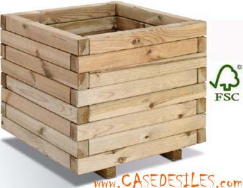 Jardiniere bois carrée 50x50x43cm 65L