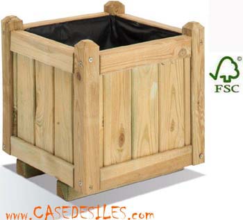 Jardiniere bois carrée 36x36x38cm 23L Jardiniere bois carrée 36x36x38cm 23L