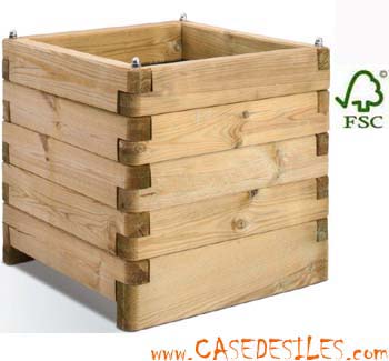 Jardiniere bois carree 50x50x50cm 64L