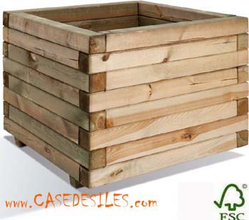 Jardiniere bois carrée 80x80x60cm 230L en promotion