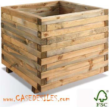 Jardiniere bois carree 100x100x81cm 545L