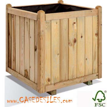 Jardinière bois carrée 60x60x65cm 138L