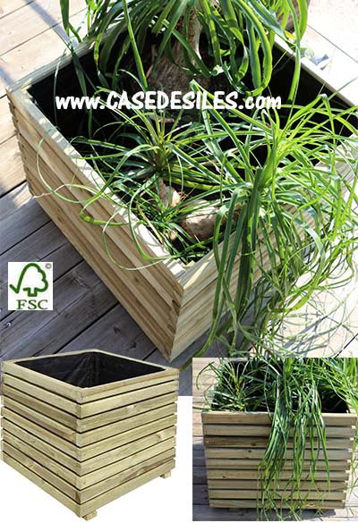 Jardinière bois carrée 60x60x60cm 218L Kub60 1131 Jardinière bois carrée 60x60x60cm 218L Kub60 1131