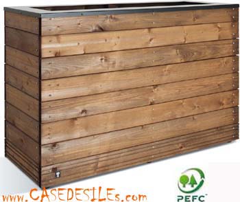 Jardinière bois métal rectangulaire 45x120x77