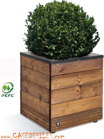 Jardiniere bois metal carré 45x45x50 en promotion