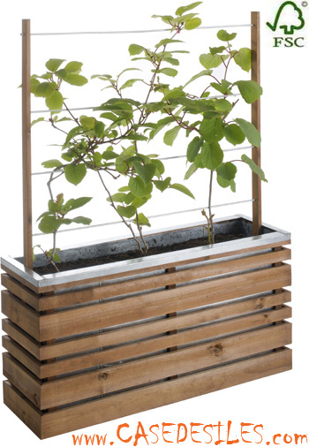 Jardinière bois rect treillis 100x30x130cm 110L