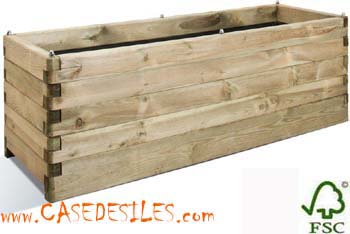 Jardinière bois rectangulaire 50x150x50cm 224L