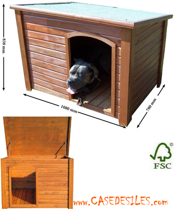 Niche à chien bois toit plat moderne NC1208