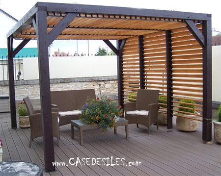 Pergola bois couverture façade ventelles VT3431