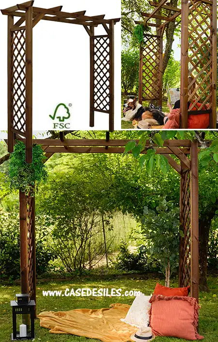Pergola bois de jardin droite avec treillis Ipomee 0321309
