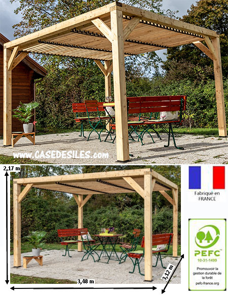 Pergola bois ventelles mobiles orientables sur toiture THOVT3531T