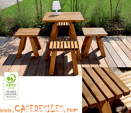 Table de jardin carrée en bois 70cm Karel 819