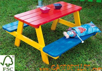 Table pique nique bois pour enfant coloré 0811596