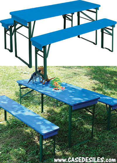 Table de pique nique bois bleu enfant 0811565 en promotion