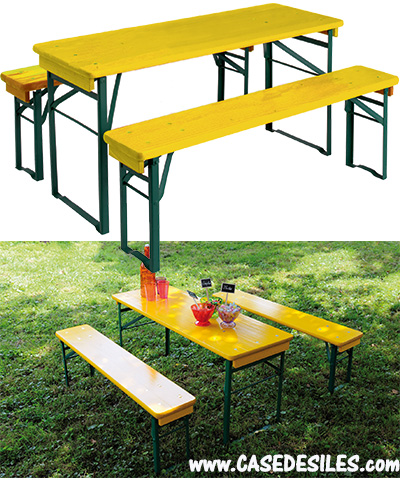 Table pique nique bois jaune pour enfant 0811558