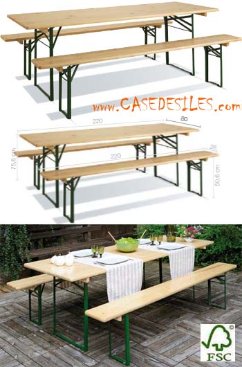 Table pique nique en bois et metal 0100546 en promotion