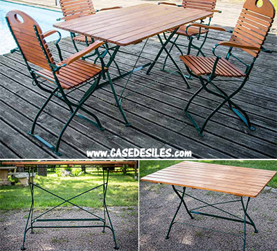 Table pliante de jardin bois métal rectangulaire 120cm T1208