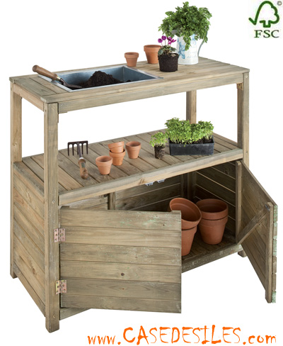 Table de préparation de jardinage bois 423 en promotion