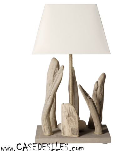 Lampe Galet bois flotte