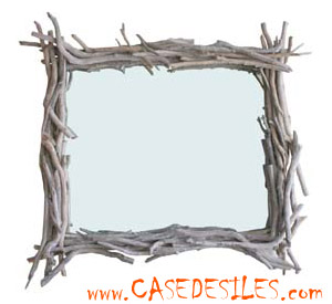 Miroir en bois flotté 50x50cm en promotion