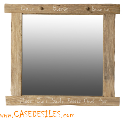 Miroir en bois flotte et cordages 50cm