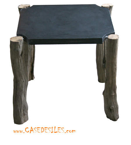 Table basse bois flotté carrée 50cm Itaska