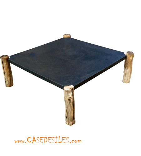 Table basse bois flotté carrée 100cm Itaska