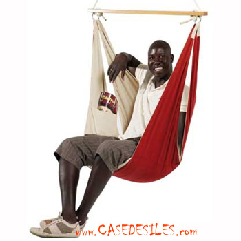Fauteuil hamac américan fibre oléfine rouge crême Pas Cher Fauteuil hamac américan fibre oléfine rouge crême Pas Cher