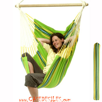 Chaise hamac à motif : Hamac chaise vert coton currambera Chaise hamac à motif : Hamac chaise vert coton currambera