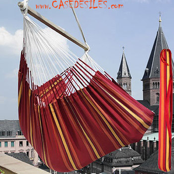 Hamac lit : Hamac lit en coton rouge currambera Hamac lit : Hamac lit en coton rouge currambera