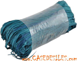 Raphia en pelotes fibre végétale 50g bleu