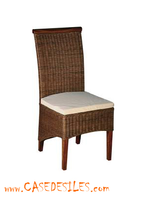 Chaises rotin naturel et bois acajou 801NA