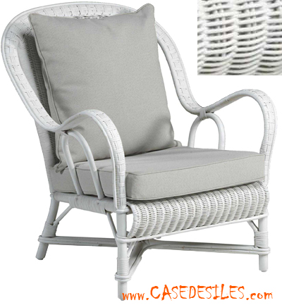 Fauteuil rotin nuage Nantucket et coussins 976-1wh